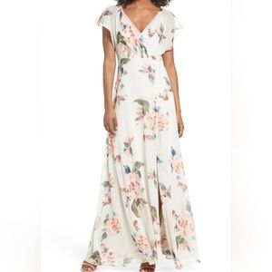 Jenny Yoo Alana soft blush multi print floral dress